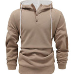 KZZ Men's solid color hoodie with texture casual long sleeve top