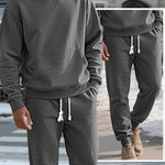 KZZ Two-piece men's solid color hooded sweatshirt and drawstring pants set