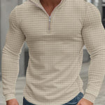KZZ Men's Regular Fit Plain Half Zip Up Sweatshirt
