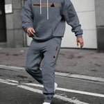 KZZ Two-piece Set Men's Tree Graphic Hoodie & Drawstring Waist Sweatpants