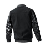 KZZ Men's Letter Patched Pocket Button Front Varsity Jacket