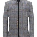 KZZ Men's Plaid Single-Breasted Blazer