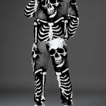 KZZ Men's Halloween Skull Print Hoodie and Pants Set