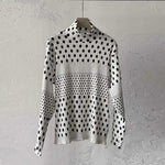 Ink-wash Polka Dot Turtleneck Pleated Base Layer Top