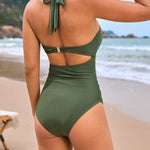 Tie-up One-piece Swimsuit & Skirt Two-piece Set