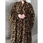 Women's Leopard Print Loose Belted Batwing Sleeve Dress