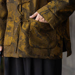 Retro Stand-up Collar Gradient Brocade Coat