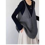 V-neck Loose Sleeveless Knitted Vest