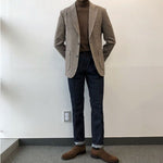 Woolen Suit Casual Slim Fit Plaid Jacket