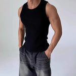 Heavyweight Ribbed Knit Tank Top Slim Fit Workout Gym Shirt