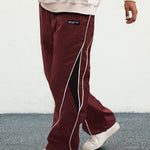 KZZ Men's Letter Patchwork Side Stripe Drawstring Waist Pants