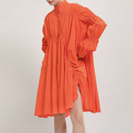Ruched Balloon Sleeve Shirt Dress