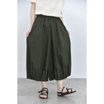 Women's Japanese Lightweight Pleated Hem Cropped Wide-leg Pants