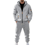 KZZ Men's Winter Fleece-Lined Hoodie & Drawstring Pants Set