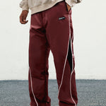 KZZ Men's Letter Patchwork Side Stripe Drawstring Waist Pants