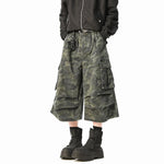 American Camouflage Multi-pocket Loose Cropped Shorts