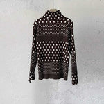 Ink-wash Polka Dot Turtleneck Pleated Base Layer Top