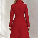 Women's Red Double-Breasted Denim Trench Coat