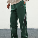 KZZ Men's Letter Patchwork Side Stripe Drawstring Waist Pants