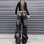 American Washed Distressed Wide-leg Jeans