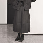 Winter French Striped Straight Cotton Skirt