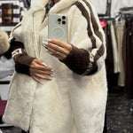Plush Hooded Vertical Stripe Printed Casual Coat