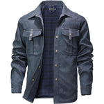 KZZ Men's Flannel Lined Shacket Jacket Plaid Brushed Lining Cowboy Western
