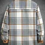 KZZ Men's Plaid Fleece Lined Shirt Jacket Colorblock Pattern