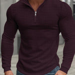 KZZ Men's Regular Fit Plain Half Zip Up Sweatshirt