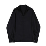 Silky Pullover V-neck Long-sleeved Shirt