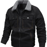 KZZ Men's Solid Pocket Zipper Fleece Jacket