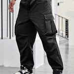 KZZ Men's Regular Fit Solid Flap Zipper Pocket Cargo Pants