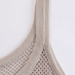 Vacation Retro Gray Mesh Knit Vest And White Cotton Linen Work Pants Set