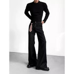 Slim Draped Straight Slight Flare Suit Pants