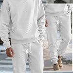 KZZ Two-piece men's solid color hooded sweatshirt and drawstring pants set