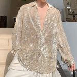 Fringed Sequined Mesh Shirt