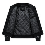 KZZ Men's Letter Patched Pocket Button Front Varsity Jacket