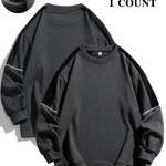KZZ Men's Colorblock Contrast Binding Drop Shoulder Sweatshirt