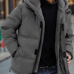 KZZ Men's Thickened Windproof Winter Jacket - Cold-Resistant Warm Fleece Lined Hooded Coat