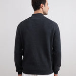 KZZ Men's Flannel Ribbed Turtleneck Half-Zip Sweater