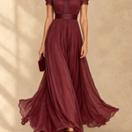 Elia Gathered Waist Keyhole Maxi Dress