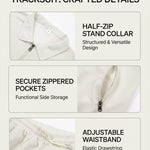 KZZ Sporty Two-piece Set Men's Plain Zip Up Jacket & Drawstring Waist Pants Tracksuit Set