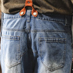 Vintage Loose Cargo Denim Overalls with Detachable Straps
