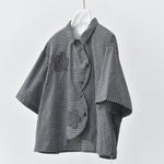 Women's Floral-patterned Curved Hem Shirt
