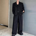 One-button Suit Jacket Pleated Wide-leg Pants Two-piece Suit