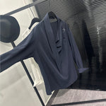 Asymmetric Neckline Tie-Detail Long-Sleeve Shirt