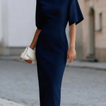 Boat Neck Midi-length Fitted Dress