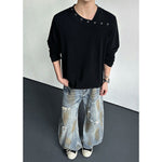 Japanese Retro Crossover Neck T-shirt