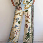 Unique Deep Sea Floral Print Loose Shirt and Pants Set