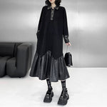 Patchwork Knitted Loose Lapel Sweater Dress